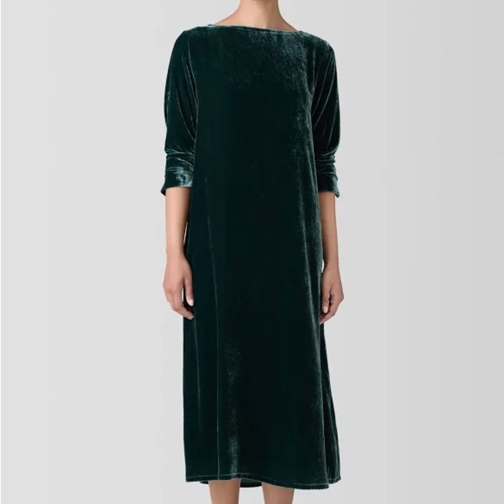 Eileen Fisher Green Velvet Dress